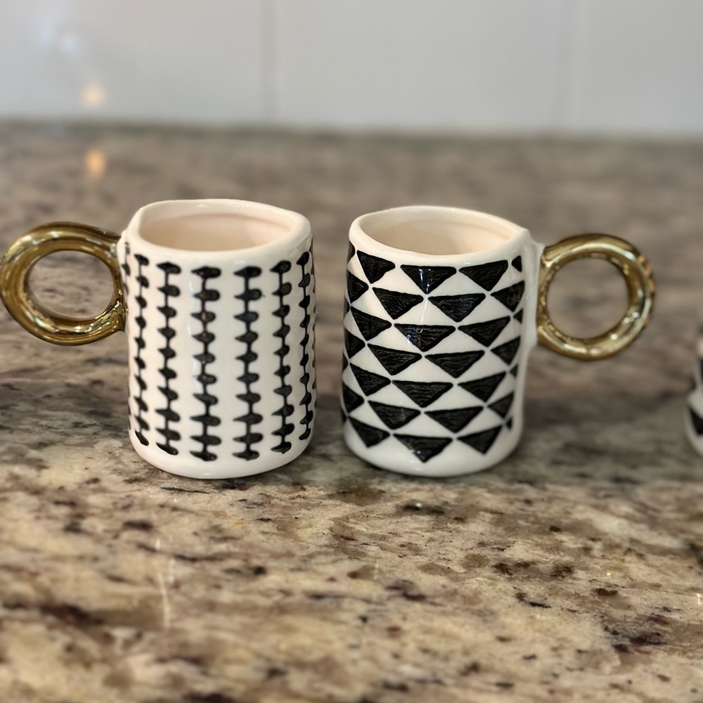 Unique espresso glasses / shot glasses - black/white/gold